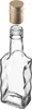 A clear glass bottle with a gold screw-on cap, shown separately above the bottle opening. Produktbild-Vorschau