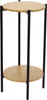 A two-tiered round side table with a light wood top and black metal legs, presented against a white background. Podgląd zdjęcia produktu