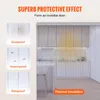 A kitchen scene with clear plastic strips hanging as a door curtain, showcasing dustproof, insect-proof, and rainproof features, along with thermal insulation. Anteprima dell’immagine prodotto