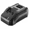 A black battery charger for a power tool is shown from a slightly elevated angle against a white background. Podgląd zdjęcia produktu
