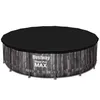 A round above-ground swimming pool with a black cover and a wood-grain patterned exterior. Anteprima dell’immagine prodotto