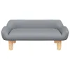 A light gray fabric dog bed with wooden legs, shown from the front on a white background. Podgląd zdjęcia produktu