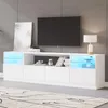 Merax Hochglanz TV-Schrank mit LED, TV Lowboard mit 4 Türen Produktbild-Vorschau 6