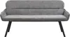 A studio shot of a gray upholstered bench with black legs. Produktbild-Vorschau