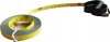A yellow measuring tape is partially unrolled from a spool, with markings and numbers visible. Produktbild-Vorschau