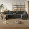 Merax U-Form Ecksofa mit 2 Hockern, USB-, Type-C, Produktbild-Vorschau 3