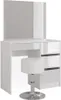 A white high-gloss vanity table with a mirror and a white stool. Podgląd zdjęcia produktu