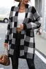 ASKSA Damen Cardigan Karierter Farbblockstrick Produktbild-Vorschau 2