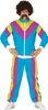 A man wearing a colorful 1980s-style tracksuit and afro wig. Náhled obrázku produktu