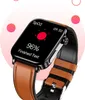 A close-up shot of a smartwatch with a brown leather strap, displaying health monitoring data on its screen. Náhled obrázku produktu