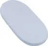 A pastel blue fitted sheet for a crib or bassinet, shown from a diagonal top-down perspective on a white background. Produktbild-Vorschau