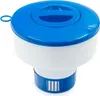 A blue and white pool chemical dispenser is shown against a white background. Produktbild-Vorschau