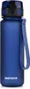 A dark blue water bottle with a blue strap and a black lid. Produktbild-Vorschau