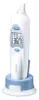 A digital ear thermometer in a blue and white charging base. Produktbild-Vorschau