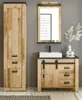 A bathroom vanity set with a tall cabinet, mirror, and sink. Produktbild-Vorschau