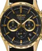 A close-up view of a gold and black Seiko chronograph watch face. Náhled obrázku produktu