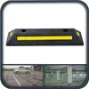 Collage showing a parking stopper and two scenes of parking lots with parking stoppers. Produktbild-Vorschau