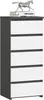 Kommode AKORD CL5 Graphitgrau 40 cm 5 Schubladen Front Weiß Produktbild-Vorschau 1