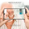 A person is holding a smartphone displaying a close-up of an elderly man's face, with text overlays highlighting product features. Produktbild-Vorschau