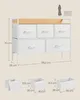 A dresser with fabric drawers and dimensions shown, along with separate images of the drawers. Náhled obrázku produktu