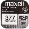 A close-up of a Maxell 377 silver oxide watch battery label. Podgląd zdjęcia produktu