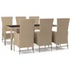 7-tlg. Garten-Essgruppe mit Kissen Beige Poly Rattan , Produktbild-Vorschau 2