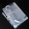 A clear plastic storage bag with a white hook and a zipper closure, lying diagonally on a black background. Anteprima dell’immagine prodotto