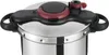 A close-up view of the lid of a stainless steel pressure cooker. Náhľad obrázku produktu