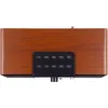 A top-down view of a wooden-cased digital radio with a control panel. Produktbild-Vorschau