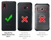 Three different Samsung phones are shown, with checkmarks and crosses indicating compatibility. The text below specifies which models are compatible. Náhľad obrázku produktu