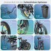 A collage of images showcasing different features of an electric bicycle. Produktbild-Vorschau