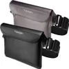 Two waterproof waist bags, one black and one translucent gray, are shown against a light gray background. Produktbild-Vorschau
