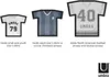 Three framed t-shirts of different sizes are displayed side-by-side with descriptive text below each. Podgląd zdjęcia produktu