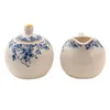 Clayre & Eef Milch und Zucker-Set Blau Porzellan Blumen Produktbild-Vorschau 3