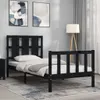 The Living Store Massivholzbett mit Kopfteil Schwarz Produktbild-Vorschau 3
