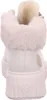 The back view of a white high-top sneaker boot with cream-colored fur lining. Produktbild-Vorschau