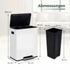 COSTWAY Mülleimer Küche, 60L Mülltrennsystem 2 Fächer, Produktbild-Vorschau 3