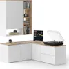 A modern modular living room furniture set, including a wall unit with shelves and cabinets, and a corner media console with a turntable and record. Náhled obrázku produktu