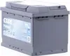 A gray car battery with a label on the side. Podgląd zdjęcia produktu