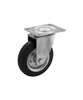 A single heavy-duty caster wheel with a black rubber tire and a silver metal mounting plate and bracket, shown against a white background. Produktbild-Vorschau