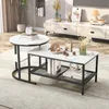 INONEFT 2er-Set Couchtische, Beistelltische, Marmoroptik, Produktbild-Vorschau 5