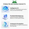 Marketing image showcasing features of Android 16 with illustrative icons. Produktbild-Vorschau