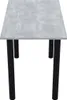 A rectangular table with a gray marble-like top and four black cylindrical legs, isolated on a white background. Produktbild-Vorschau