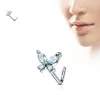 Nasenpiercing Stecker Schmetterling mit Zirkonia Blau Produktbild-Vorschau 1