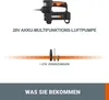 A product image showing a cordless air pump and its accessories, with descriptive text. Produktbild-Vorschau