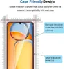 Diagram showing a phone screen protector's case-friendly design. Produktbild-Vorschau