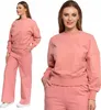 Klassisches Damen Sweatshirt Glatt Ohne Kapuze Rosa Über Produktbild-Vorschau 1