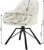 A cream-colored swivel chair with black metal legs, shown with dimensions indicated by arrows and measurements. Náhľad obrázku produktu