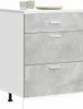 A white and gray kitchen cabinet with three drawers. Produktbild-Vorschau