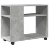 A concrete-effect side table with wheels on a white background. Produktbild-Vorschau